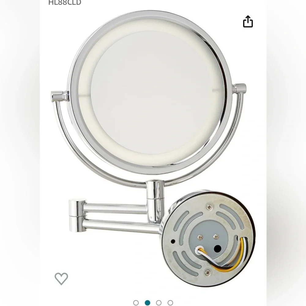 JERDON 8.5” Wall-Mount Lighted Makeup Mirror